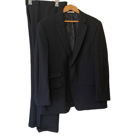 Men's Joseph Abboud Black 2 Piece Suit Set 100% Wool Coat 42/ Pants 35